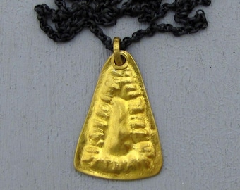 Solid 24 Karat Gold Pendant / Fine Gold and Silver Necklace / One of a Kind Artisan Jewelry