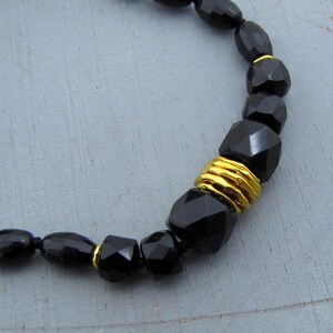 Onyx beads necklace, 24k gold necklace image 8