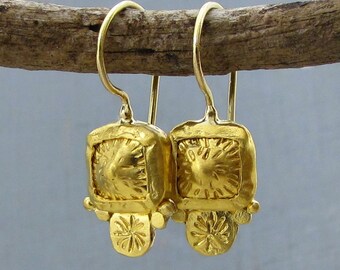 Encient Style Gold 24 karat Dangle Ethnic Earrings