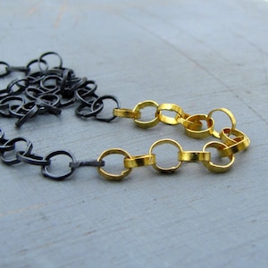 22k Gold & Silver Links Necklace / Handmade Rustic Necklace