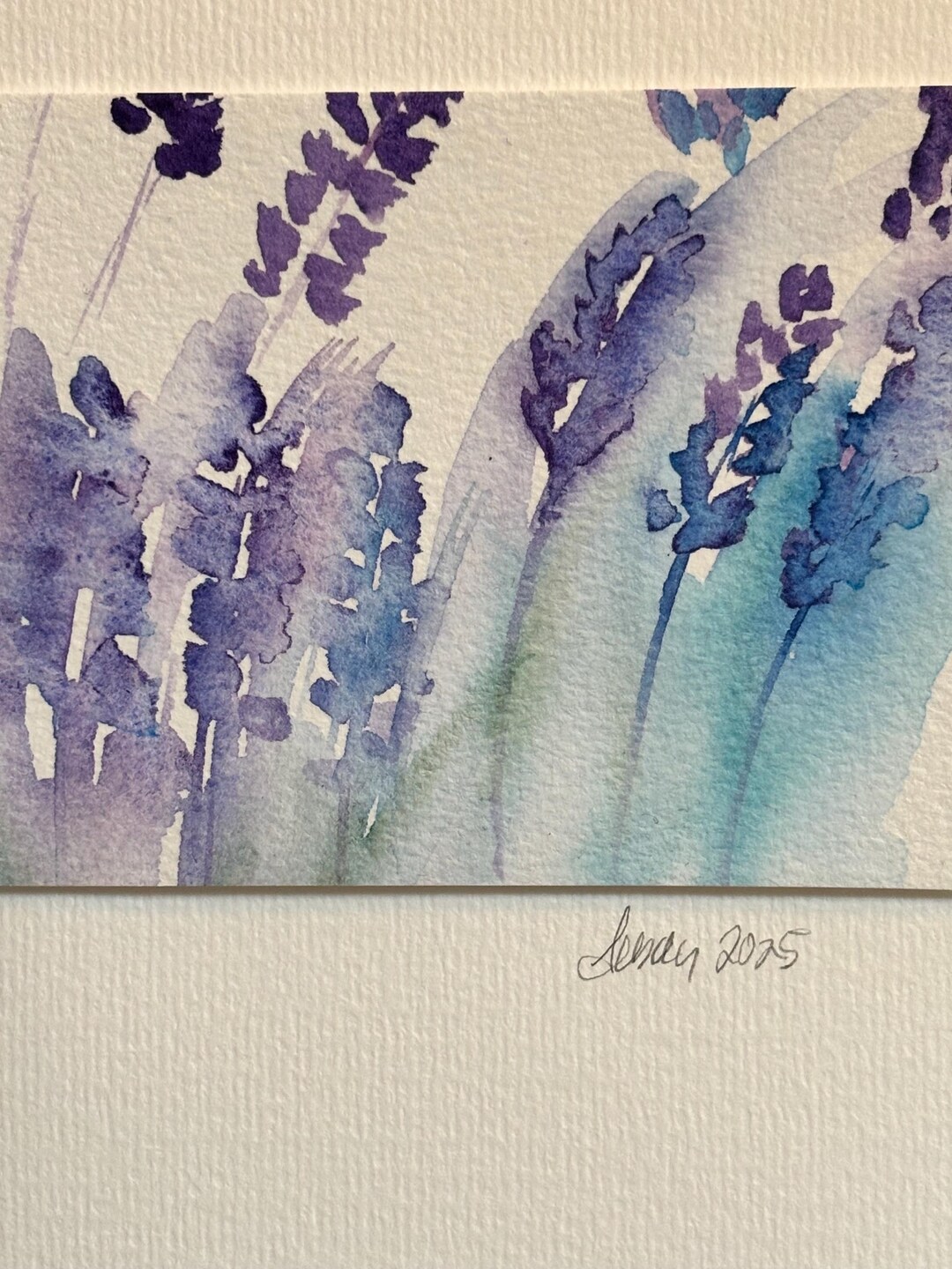 Original Hand Painted Watercolor Greeting Card 5x7, Lavender Flowers - Etsy