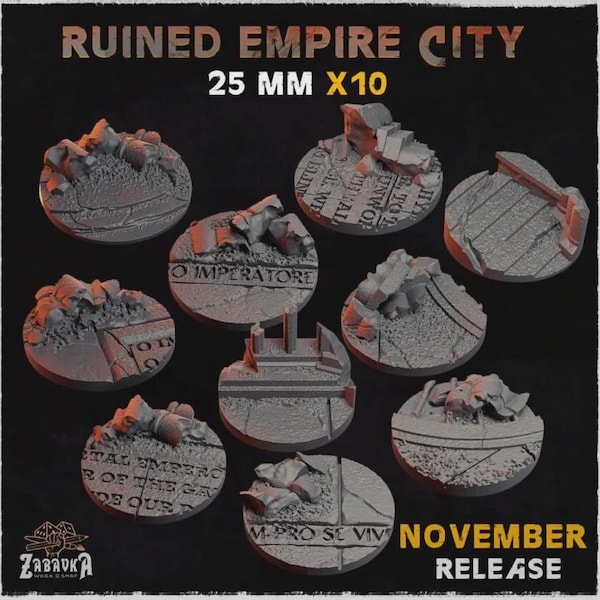 Zabavka Workshop Round Bases Ruined Empire City  DnD Wargame 40K Fantasy