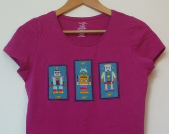 Ladies Robot T-Shirt Pink
