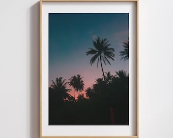 Sunset Palm Tree Print: Tropical Coastal Wall Art (Digital Download)