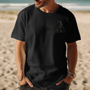 Sailing Boat Graphic T-Shirt – Nautical Front & Back Print, Sea Lover Gift