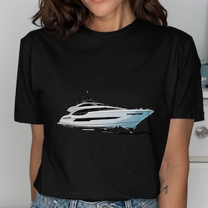 Luxury Yacht Graphic T-Shirt, Cool Nautical Boat Artwork Tee, Modern Yacht Design Shirt, Perfect Gift for Boat Lovers, Casual Wear