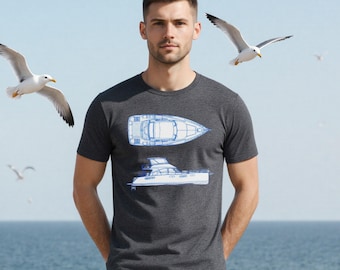 T-shirt Yacht Blueprint, nautisch varen cadeau