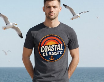 T-shirt classique côtier, t-shirt graphique ancre nautique