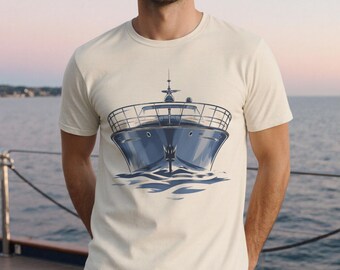 T-shirt met jachtillustratie, T-shirt voor nautisch varen, zeilcadeau