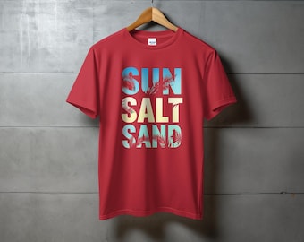 Sun Salt Sand-T-shirt: tropisch strand-T-shirt met palmboom
