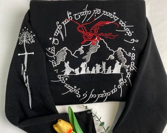 Herr der Ringe Besticktes Sweatshirt, Misty Mountains Hoodie, Bücherwurm Geschenk für Männer und Frauen, Booktok Shirt, Fantasy Lese Shirt
