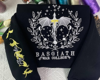 Welcome To The Fourth Wing Embroidered Sweatshirt, Basgiath War College Embroidered Hoodie, Iron Flame, Onyx Storm Merch Gift For Book Lover