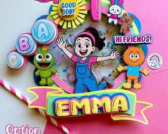 Ms Rachel Inspired Shaker Cake Topper - Personalized with Name and Age - Party Decoration for Boy or Girl - Toddler Birthday