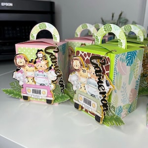 Safari Party Favor Boxes: Jungle Animal Decorations, Personalized