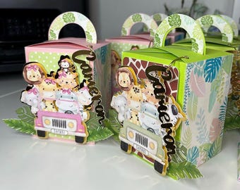 Safari Party Favor Boxes: Jungle Animal Decorations, Personalized
