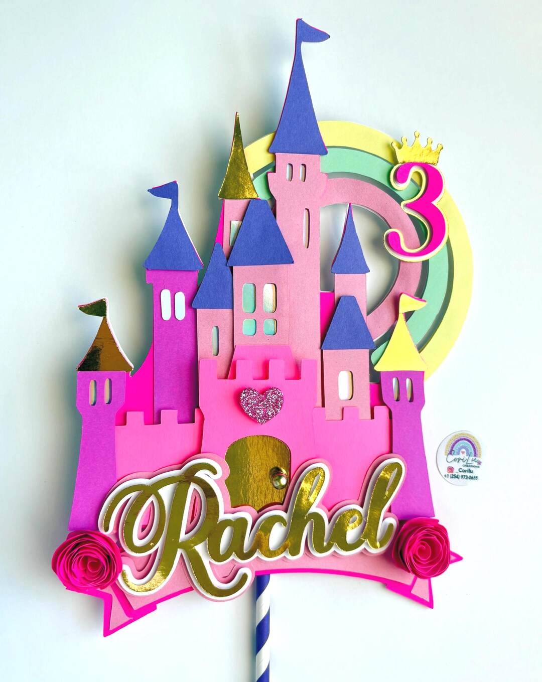 Princess Castle Cake Topper - Personalized Name Age - Princess Birthday ...