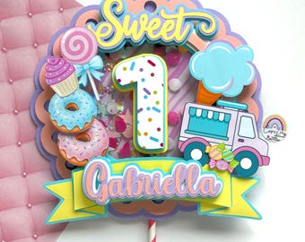 One sweet birthday cake topper - Candy Theme Cake Topper - Sweet One party decoration - Candyland theme