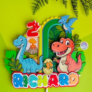 Personalized Dinosaur Cake Topper: Jurassic Birthday Party Decoration