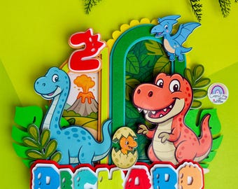 Personalized Dinosaur Cake Topper: Jurassic Birthday Party Decoration