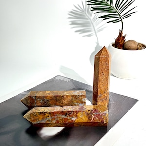 Natural Mexican Crazy Agate Stone Tower Point, Crazy Agate Crystal Quartz Obelisk Wand, Mineral Specimen, Metaphysical Crystal, Home Decor