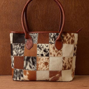 Borsa tote in pelle di mucca, borsa in pelle fatta a mano, borsa da viaggio western, borsa vintage per laptop, regalo per lei, grande borsa a tracolla intrecciata