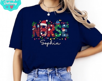 Custom Christmas Nurse Shirt, Personalized Nursing Sweatshirt