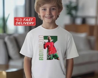 Youth Cristiano Ronaldo Soccer Shirt, Kids Ronaldo 7 Tee, Personalized Fan Gifts