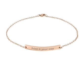 Personalized Curved Bar Anklet, Engraved Bracelet, Custom Name Anklet, Minimalist Jewelry, Gift for Her, Summer Anklet, Adjustable