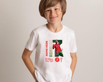Personalized Ronaldo #7 Kids Soccer T-Shirt, CR7 Fan Gift