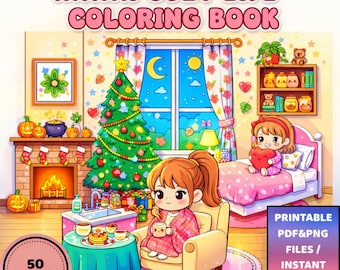 心温まるかわいい塗り絵 | 印刷可能な塗り絵50枚 | 子供も大人も楽しめるリラックスできるページ