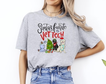 Santa's Favorite Vet Tech Christmas T-Shirt, Xmas Tee