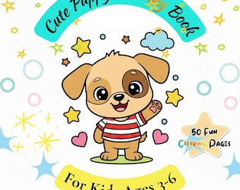 Kids Puppy Coloring Book Printable | Cute Dog Coloring Pages for Kids | Digital Download
