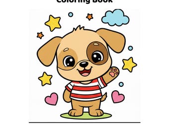 Kids Puppy Coloring Book Printable | Cute Dog Coloring Pages for Kids | Digital Download