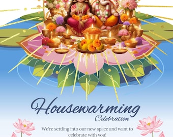 Hindu Housewarming Invitation | Ganesha Lakshmi Gruh Pravesh Card | Editable Printable New Home Invitation