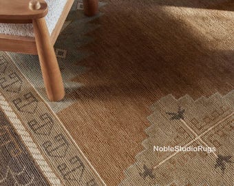 Sahara Brown Oushak rug, New Zealand wool, Area rug 7x10, 6x9, 8x10, 9x12, 10x14 Rugs for bedroom, living, dining, room rug Custom Size Rug