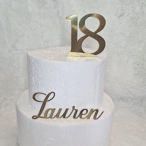 Personalized Custom Name Cake Topper - Gold Mirror