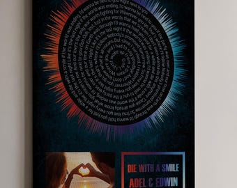 Benutzerdefinierte Songtexte Leinwand, personalisierte Soundwave Kunst, Paar Fotodruck, Musik Wanddekor, romantisches Jubiläumsgeschenk für Partner