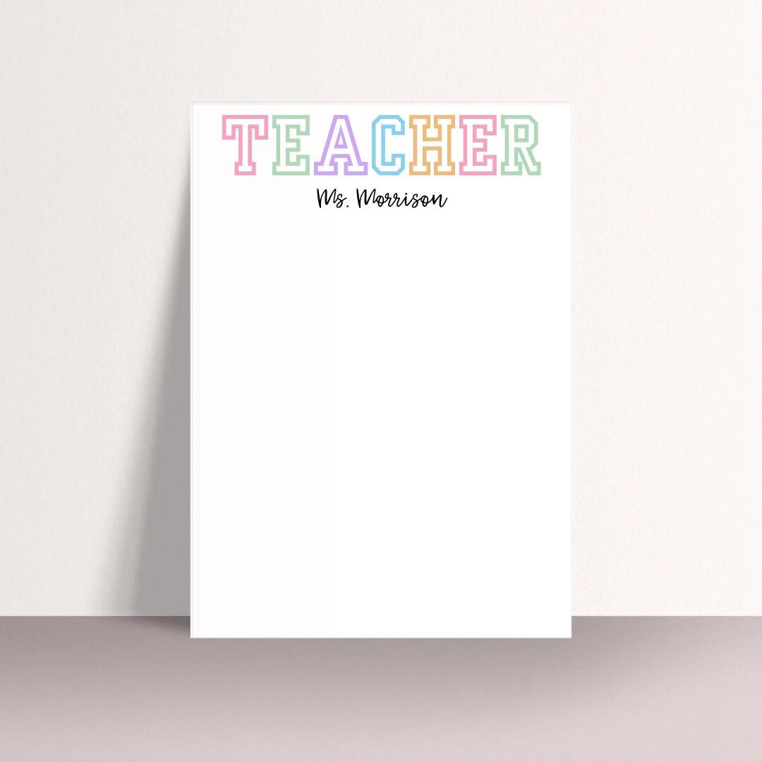 Personalized Teacher Notepad | Custom Name Teacher Gift | Classroom ...