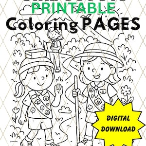 Girl Scout Coloring Pages Bundle– 36 Printable Sheets for Troop Fun, Activities, and Learning– Black & White PNG