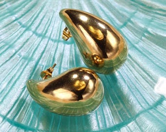 Gold Teardrop Earrings, Stainless Steel Studs, Lightweight Jewelry