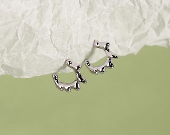 Silver Sculptural Hoop Earrings / Modern Molten Style Jewelry / Unique Wavy Statement Hoops