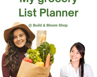 Editable Grocery List Template for Weekly Meal Planning, Shopping Categories, Kitchen Inventory and Budget