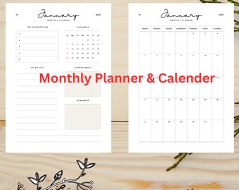 Printable Monthly Calendar: Undated 12-Month Planner (PDF Download, 8.5x11")