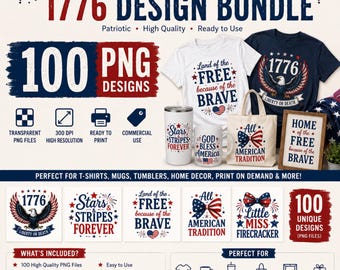 4th of July | USA independence Day | 100+ Patriotic pngs ,Sublimation Designs | USA Shirt, Mug & Tumbler PNG | Instant Download