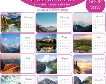 Natural Planner 2026 Minimalist 12 Month Printable and Editable Calendar (PDF & ZIP Files)