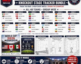 World Cup 2026 Printable Fan Journal & Tournament Tracker | Soccer Bracket PDF | Group Stage, Knockout, Memories and Coloring Pages