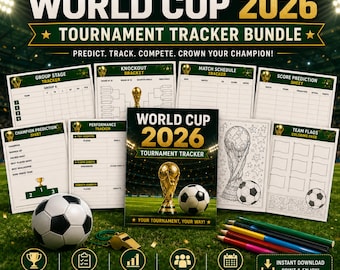 World Cup 2026 Printable Activity Kit | Tournament Bracket, Group Stage Tracker, Prediction Game & Coloring Pages | Instant PDF Download
