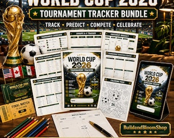World Cup 2026 Printable Tracker | All-in-One Knockout Bracket, Match Schedule, Team Stats & Family Competition | Instant PDF Download