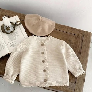White Knit Baby Cardigan: Unisex Autumn/Winter Sweater