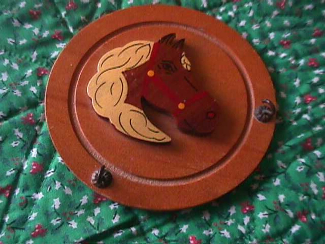 Vintage Wooden Horse Plaque With Detailed Horse Head Round Etsy